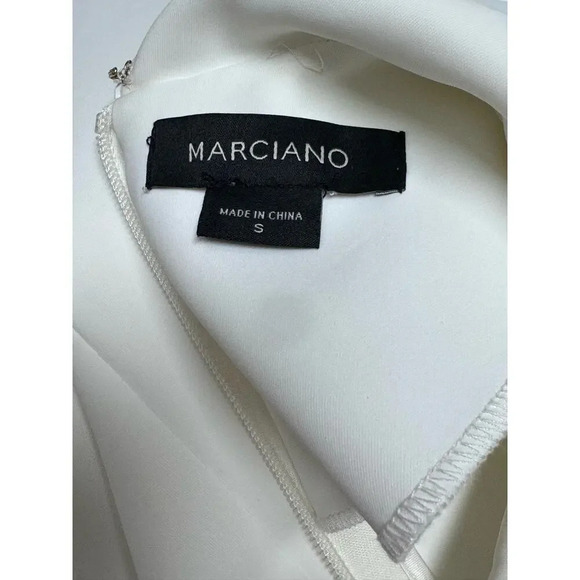 Marciano Mock Neck White Fit & Flare Dress Size Small Stretch Hoco - Picture 3 of 12